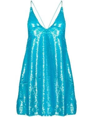 Ganni Sequin Slip Mini Dress - Blue
