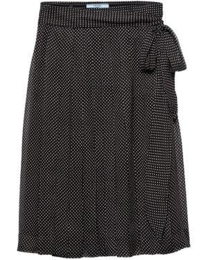Prada Printed Chiffon Wrap Skirt - Black