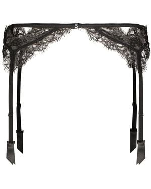 Kiki de Montparnasse Lace-Trim Silk-Blend Garter Belt - Black