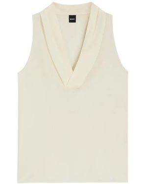 BOSS V-Neck Sleeveless Top - White