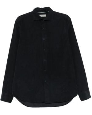 Canali Camicia A Coste A Maniche Lunghe - Nero
