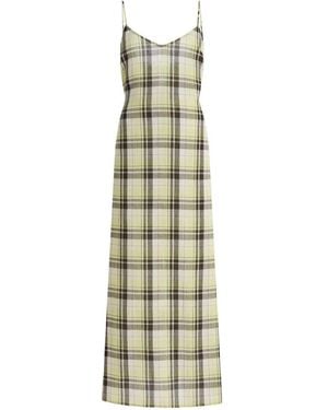 Proenza Schouler Evelyn Plaid V-neck Maxi Dress - White