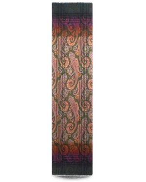 Etro Wool Jacquard Scarf With Check Print And Faded Paisley-Motif - White
