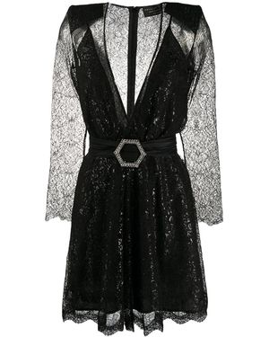 Philipp Plein ロゴ バックル ミニドレス - ブラック