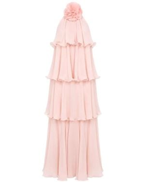 DIVEDIVINE Lolita Floral-Detail Ruffled Maxi Dress - Pink
