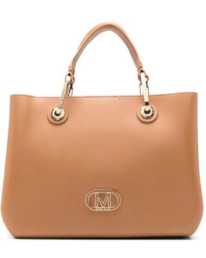 Marc Ellis Medium Flat Kira Logo-Plaque Tote Bag - Natural
