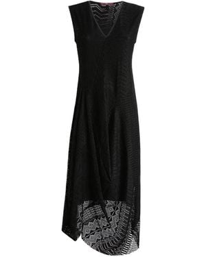 High Shot V-Neck Sleeveless Midi Dress - Black