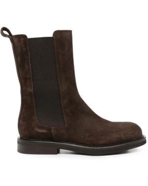 Poeve Round-Toe Suede-Finish Chelsea Boots - Black