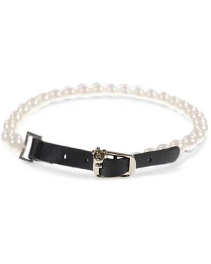 YELLOWSWALLOW Pearl-Embellished Buckle-Fastening Necklace - White