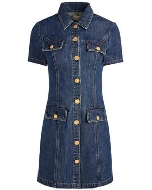 Alice + Olivia Buttoned Flap-Pocket Dress - Blue