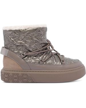 Pinko Quilted Floral-Pattern Boots - Brown