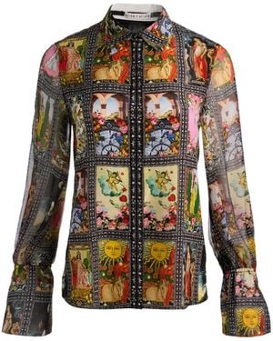 Alice + Olivia Wan Slit-Cuff Button Shirt - Black