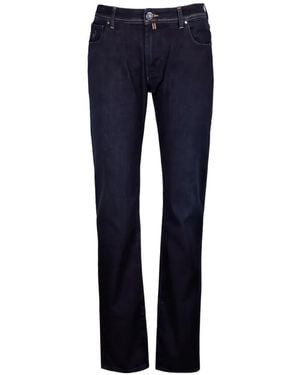 Jacob Cohen Contrast-Stitch Logo-Patch Jeans - Blue