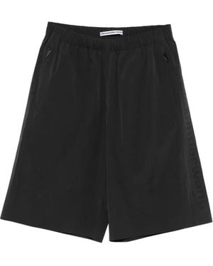Alexander Wang Perforated-Logo Knee-Length Shorts - Black