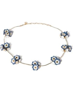 Miu Miu Collar Metalizado Y De Piel - Blanco