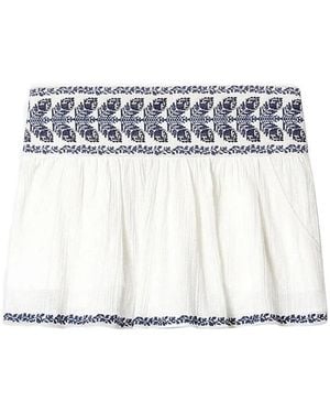 Isabel Marant Minigonna Picadilia Con Ricamo - Bianco