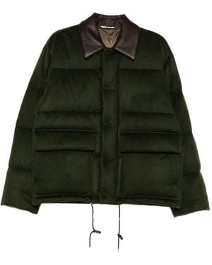 AURALEE Camel Flannel Down Jacket - Green