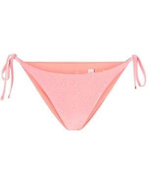 Guess Rhinestone-Embellished Side-Tie Bikini Bottoms - Pink