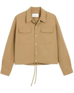Ami Paris Cotton And Linen Long Sleeves Shirt - Natural