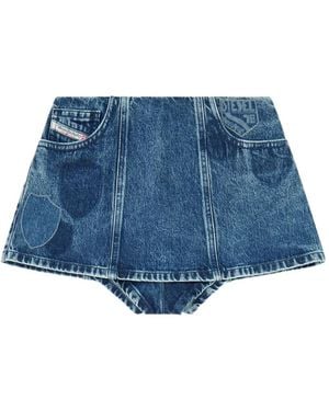 DIESEL Denim Peplum Shorts With Shadow Patches - Blue