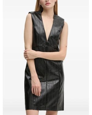 Sisley Abito Corto Smanicato Con Scollo A V - Nero