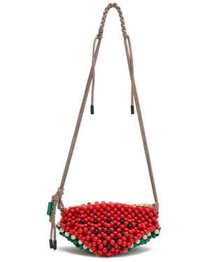 ALÉMAIS Bolso Mini Con Cuentas Y Forma De Sandía - Rojo