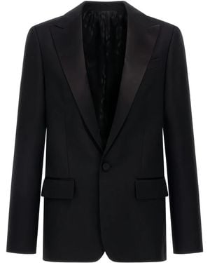 Roberto Cavalli Satin-Lapel Single-Button Blazer - Black