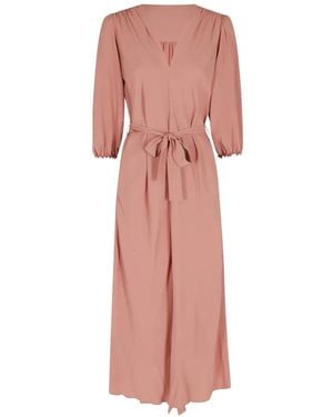 Seventy Belted V-Neck Dress - Pink