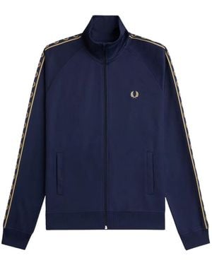 Fred Perry Zip-Up Embroidered Track Jacket - Blue