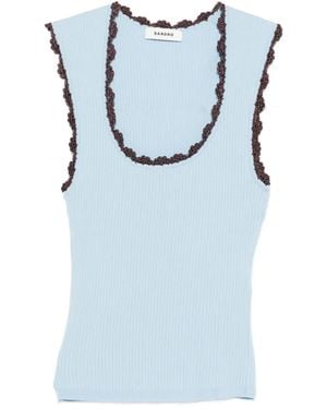 Sandro クロシェトリム トップ - ブルー