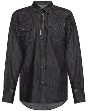 DSquared² Long-Sleeved Denim Shirt - Black