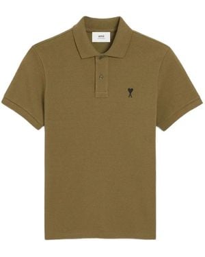 Ami Paris Heart-logo Cotton Polo Shirt - グリーン