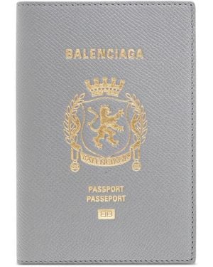 Balenciaga Leather Passport Holder - Grey
