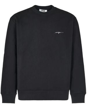 MSGM Embroidered-Signature Sweatshirt - Blue