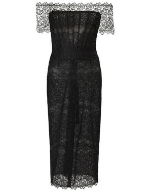 Carolina Herrera Lace-Trimmed Off-Shoulder Dress - Black