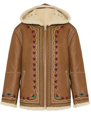 MONOKI Maverick Embroidered Hooded Jacket - Brown