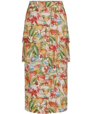 FARM Rio Tiered Floral Skirt - White