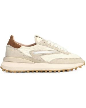 Date Athleta Paneled Suede-Trim Sneakers - Natural