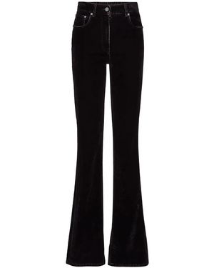 Ferragamo High-Waist Flared Velvet Pants - Black