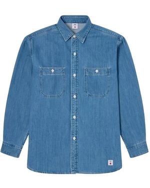 Edwin Work Button-Up Denim Shirt - Blue
