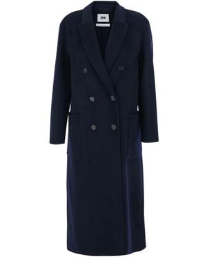 Grifoni Double-Breasted Notch Lapels Coat - Blue