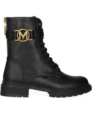 Mexx Kimberly Glad Schnürstiefel Mit Logo-Schild - Schwarz