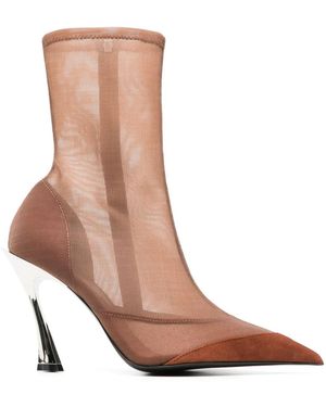 Mugler 95Mm Mesh Boots - Brown