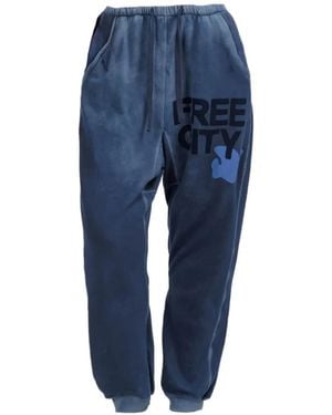 Freecity Logo-Print Drawstring Track Trousers - Blue