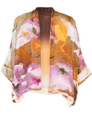 Yavi Reversible Abstract-Print Silk Velvet Jacket - Pink