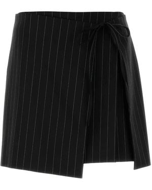 Sportmax Embroidered Pinstripe-Pattern Mini Skirt - Black