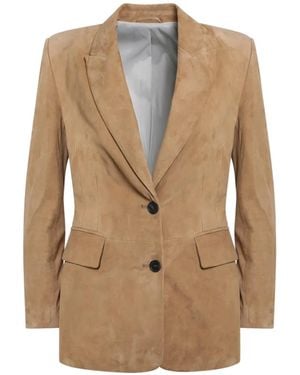 S.W.O.R.D Single-Breasted Suede Blazer - Natural