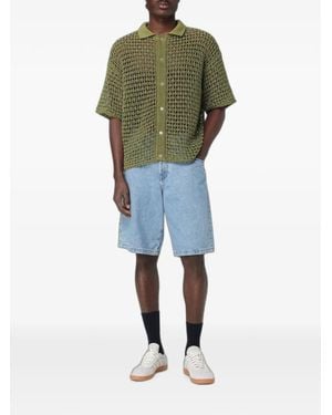 Bonsai Crochet-Knit Short-Sleeve Shirt - Green