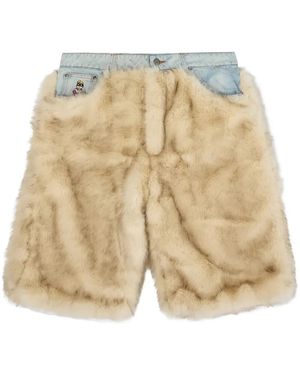 Kidsuper Faux-Fur Rear-Pocket Shorts - Natural