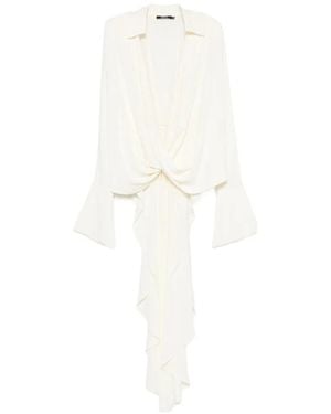 Amen Robe Drapée À Ourlet Asymétrique - Blanc